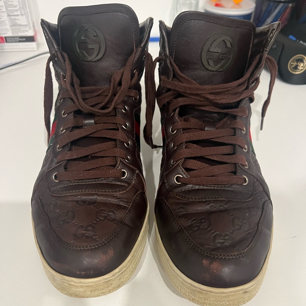 Authentic Gucci GG Leather High Tops